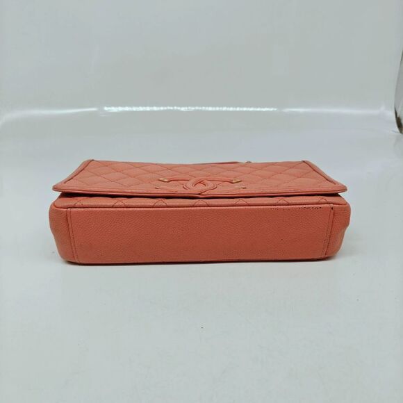 Chanel Women Cc Filigree Small Flap Caviar Leather Crossbody Bag Pink - Picture 8 of 9